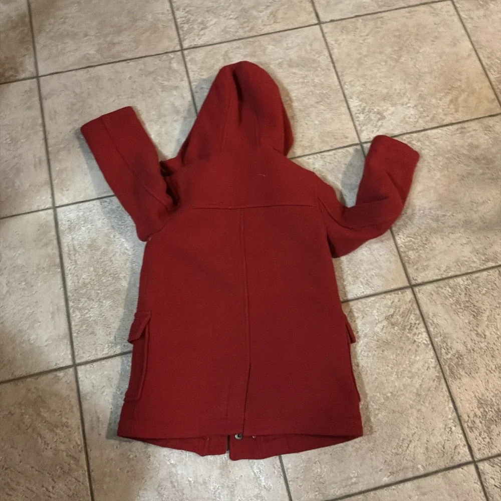 Gap Kids red‎ wool-blend hooded duffel coat 6/7
